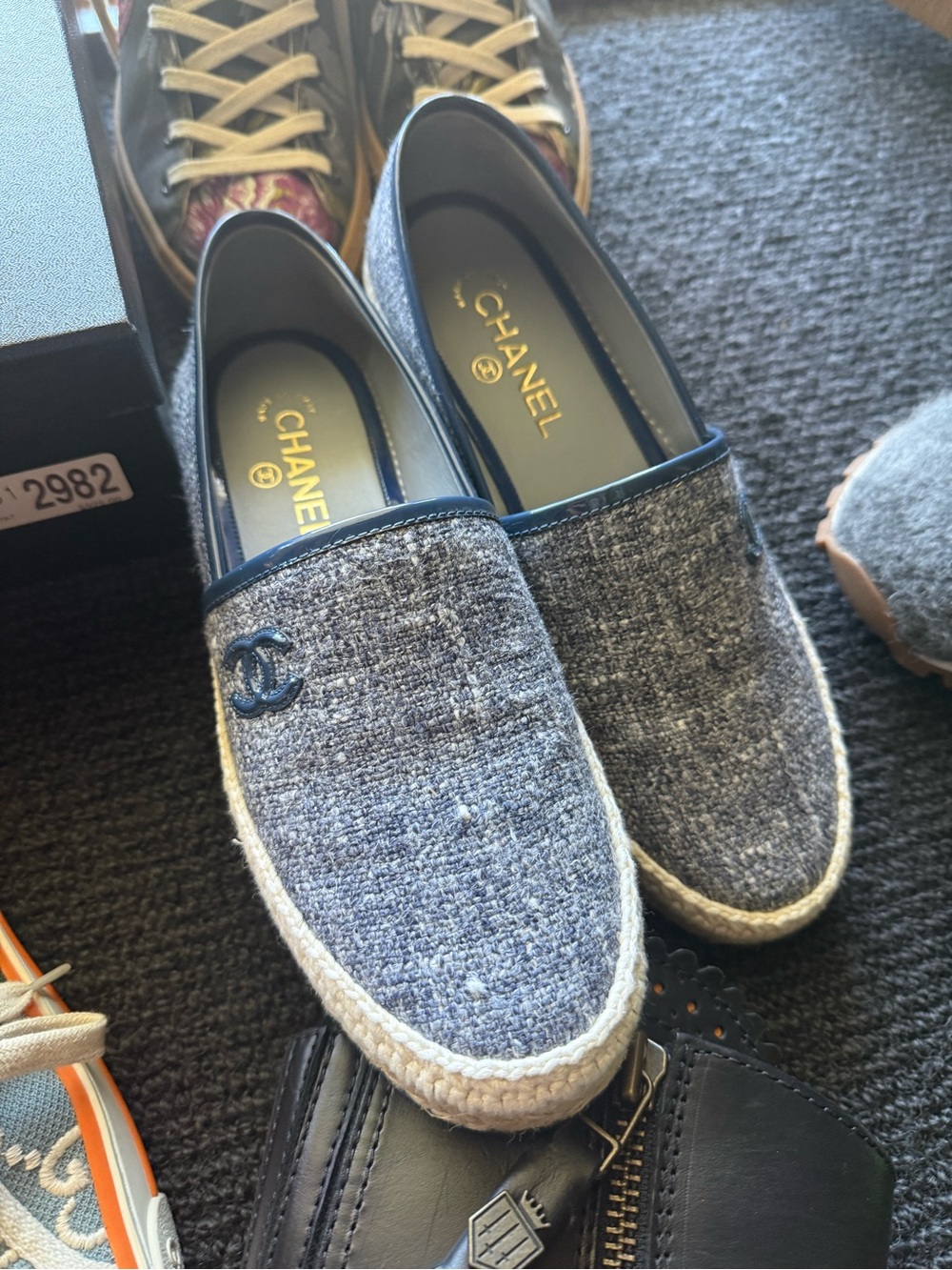 CHANEL Blue size 40 Slip-On Espadrilles with Leather Trim